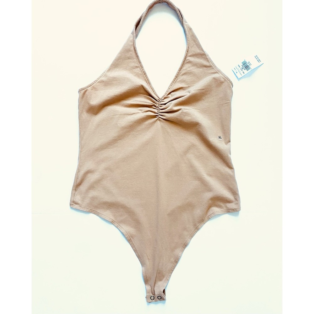 NWT American Eagle Women's Halter Bodysuit XL Beige Color Cotton Spandex